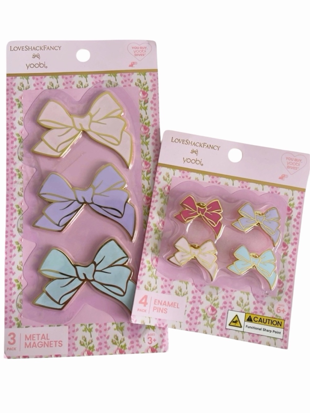 Loveshackfancy Enamel bow pins and Metal bow magnets